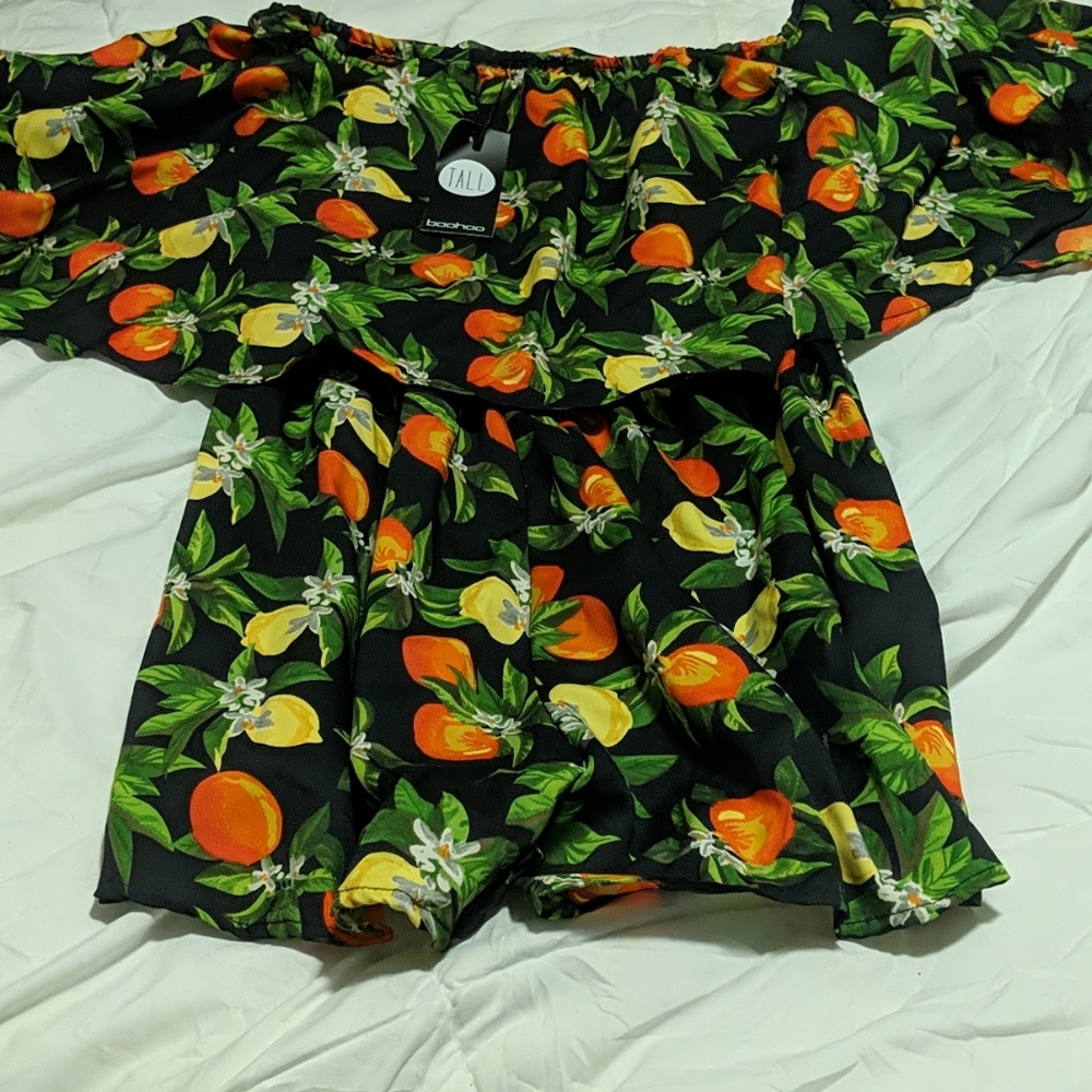 BooHoo Orange and Lemon romper